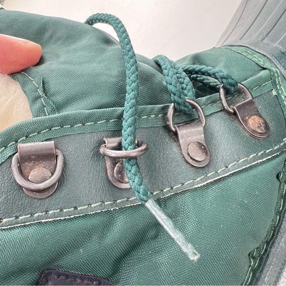 Vintage Sorel hunter green boots Faux Fur Sz 9 Canada Made Waterproof Duckie - Picture 14 of 15